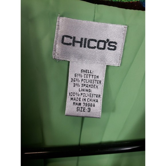 CHICO'S floral lined zip jacket multicolored sz 3 ( XL)  long sleeve - Picture 2 of 8